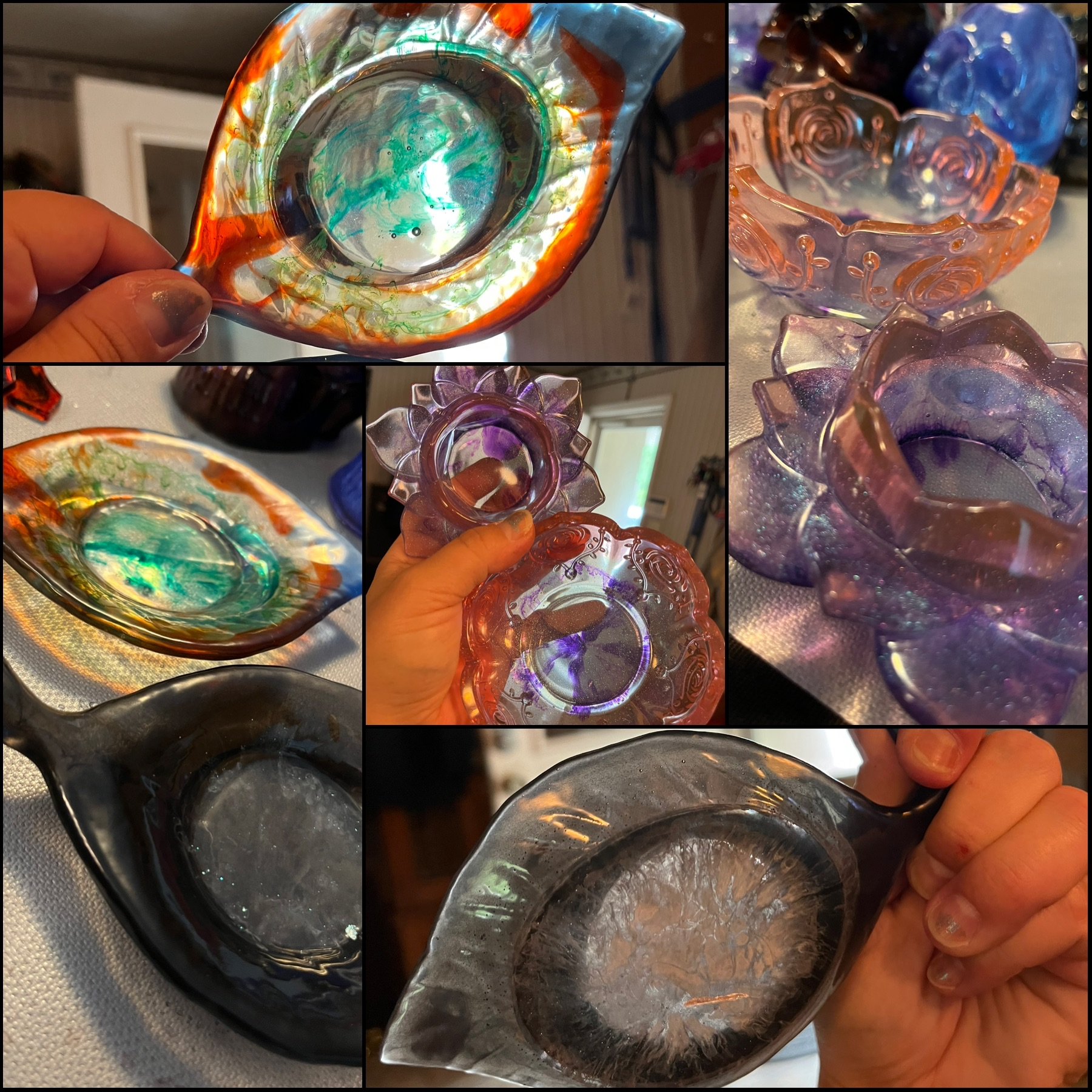 Lotus and leaf resin dishes