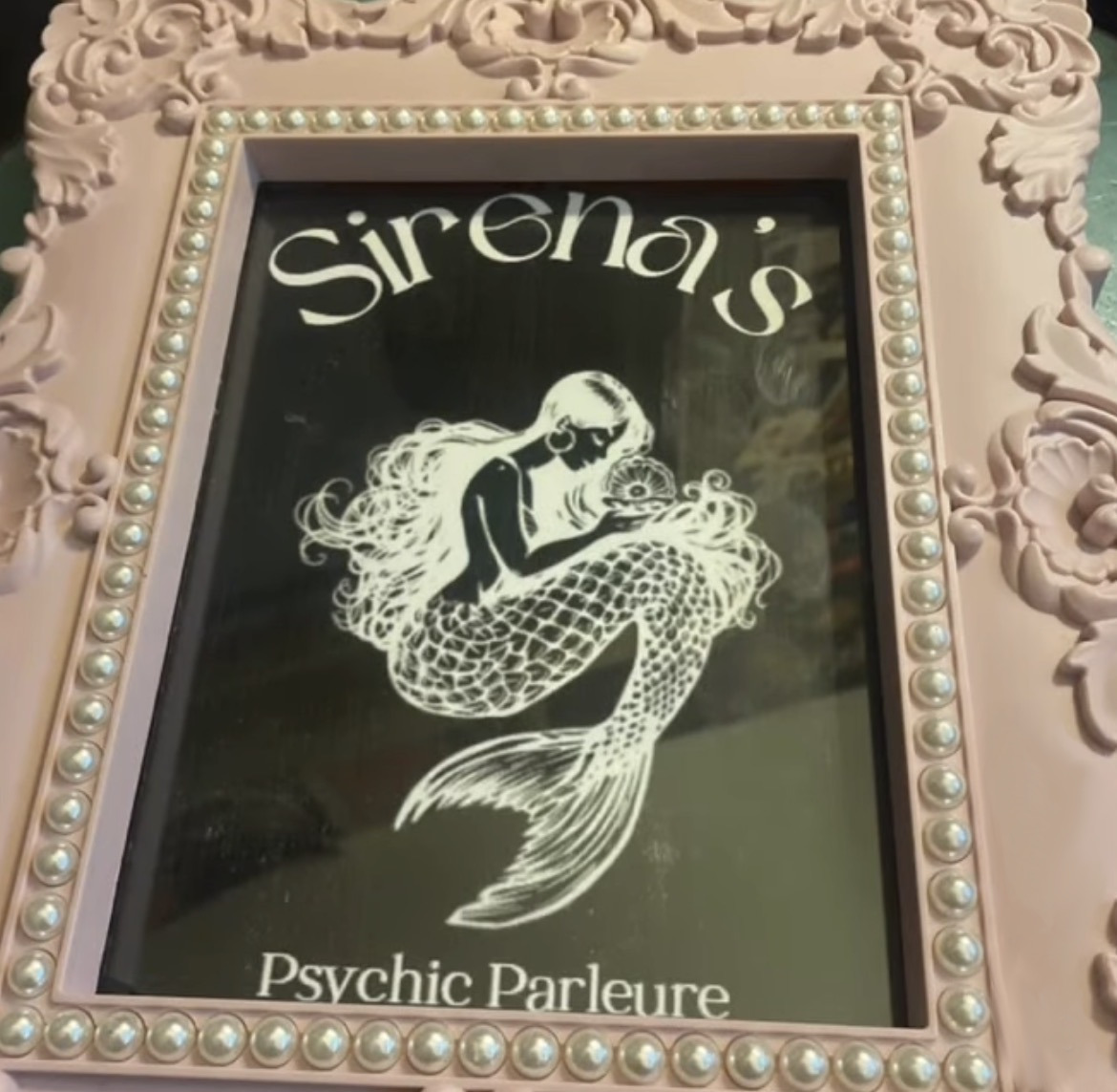 Framed Sirena's Psychic Parleure mermaid sign